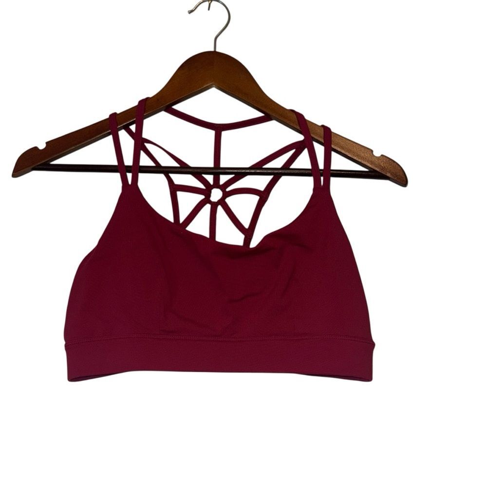 Dark Berry Red Strappy Back Sports Bra